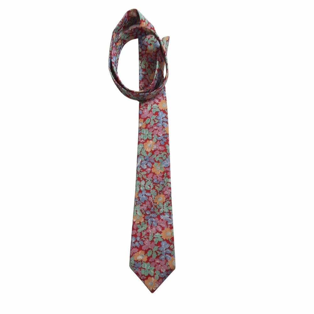 Vintage 1980s Liberty of London Men's Silk Tie Floral